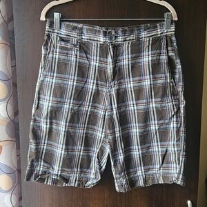 JF J.Ferrar Brown Plaid Cargo Shorts